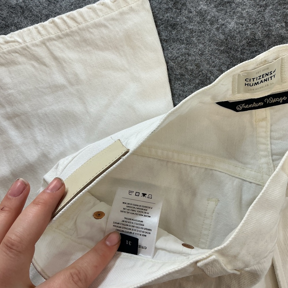 Citizens Of Humanity White Paloma Wide Leg High Rise Beachy White Denim Jeans - Picture 5 of 6